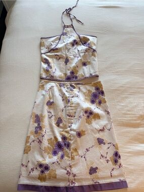 RW&CO. Purple Floral Halter Top and Skirt Set